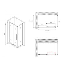 Душевой уголок Abber Schwarzer Diamant черный 120х80х195 см прямоугольник стекло прозрачное 6 мм (AG30120BH-S80B) - фото 4