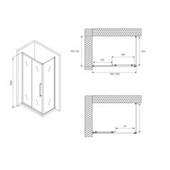 Душевой уголок Abber Schwarzer Diamant хром 100х70х195 см прямоугольник стекло матовое 6 мм (AG30100MH-S70M) - фото 2