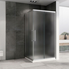 Душевой уголок Abber Schwarzer Diamant хром 120х90х195 см прямоугольник стекло матовое 6 мм (AG02129MH) - фото 5