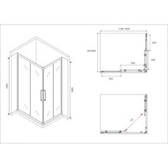 Душевой уголок Abber Schwarzer Diamant хром 120х80х195 см прямоугольник стекло прозрачное 6 мм (AG02128H) - фото 2