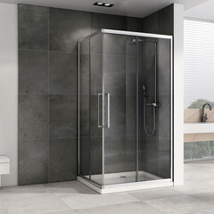 Душевой уголок Abber Schwarzer Diamant хром 120х90х195 см прямоугольник стекло прозрачное 6 мм (AG02129H) - фото 4