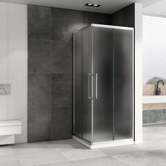 Душевой уголок Abber Schwarzer Diamant хром 90х90х195 см квадрат стекло матовое 6 мм (AG02090MH) - фото 4