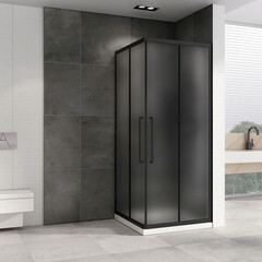 Душевой уголок Abber Schwarzer Diamant черный 90х90х195 см квадрат стекло матовое 6 мм (AG02090BMH) - фото 5
