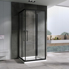 Душевой уголок Abber Schwarzer Diamant черный 100х100х195 см квадрат стекло прозрачное 6 мм (AG02100BH-S100B) - фото 4