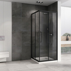 Душевой уголок Abber Schwarzer Diamant черный 80х80х195 см квадрат стекло прозрачное 6 мм (AG02080BH) - фото 5