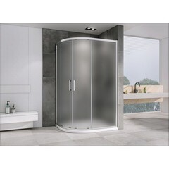 Душевой уголок Abber Schwarzer Diamant хром 100х80х195 см асимметрия стекло матовое 6 мм (AG01180M) - фото 2