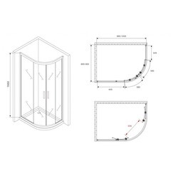 Душевой уголок Abber Schwarzer Diamant хром 100х90х195 см асимметрия стекло матовое 6 мм (AG01190M) - фото 2