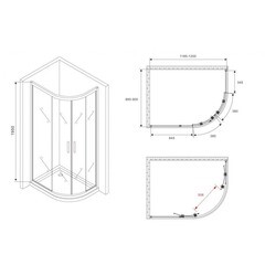 Душевой уголок Abber Schwarzer Diamant хром 120х90х195 см асимметрия стекло матовое 6 мм (AG01129M) - фото 3