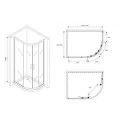 Душевой уголок Abber Schwarzer Diamant черный 110х90х195 см асимметрия стекло прозрачное 6 мм (AG01119B) - фото 3