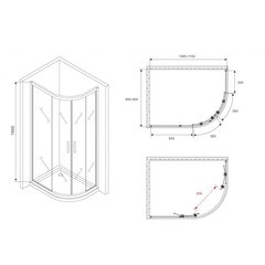Душевой уголок Abber Schwarzer Diamant хром 110х90х195 см асимметрия стекло прозрачное 6 мм (AG01119) - фото 4