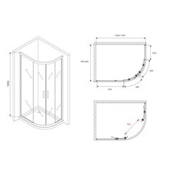 Душевой уголок Abber Schwarzer Diamant хром 110х80х195 см асимметрия стекло прозрачное 6 мм (AG01118) - фото 2