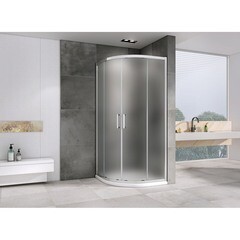 Душевой уголок Abber Schwarzer Diamant хром 100х100х195 см полукруг стекло матовое 6 мм (AG01100M) - фото 4