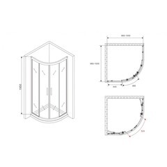 Душевой уголок Abber Schwarzer Diamant хром 100х100х195 см полукруг стекло матовое 6 мм (AG01100M) - фото 2