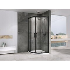 Душевой уголок Abber Schwarzer Diamant черный 100х100х195 см полукруг стекло прозрачное 6 мм (AG01100B) - фото 4
