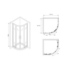 Душевой уголок Abber Schwarzer Diamant хром 90х90х195 см полукруг стекло матовое 6 мм (AG01090M) - фото 2