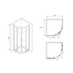Душевой уголок Abber Schwarzer Diamant хром 90х90х195 см полукруг стекло прозрачное 6 мм (AG01090) - фото 2