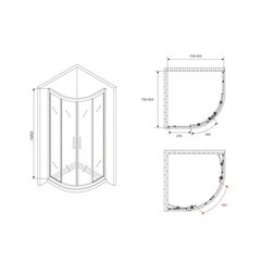 Душевой уголок Abber Schwarzer Diamant черный 80х80х195 см полукруг стекло прозрачное 6 мм (AG01080B) - фото 2