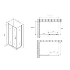 Душевой уголок Abber Schwarzer Diamant черный 140х70х190 см прямоугольник стекло прозрачное 5 мм (AG30140B5-S70B5) - фото 2