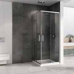 Душевой уголок Abber Schwarzer Diamant хром 90х90х190 см квадрат стекло прозрачное 5 мм (AG020905) - фото 4