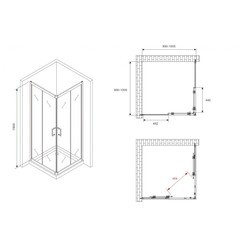 Душевой уголок Abber Schwarzer Diamant хром 100х100х190 см квадрат стекло прозрачное 5 мм (AG021005) - фото 2
