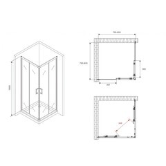 Душевой уголок Abber Schwarzer Diamant черный 80х80х190 см квадрат стекло прозрачное 5 мм (AG02080B5) - фото 3