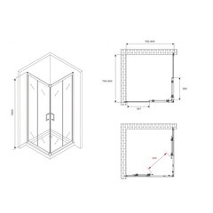 Душевой уголок Abber Schwarzer Diamant хром 80х80х190 см квадрат стекло прозрачное 5 мм (AG020805) - фото 2