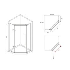 Душевой уголок Abber Ewiges Wasser хром 100х100х195 см пятиугольник стекло матовое 6 мм (AG05100M) - фото 3