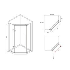Душевой уголок Abber Ewiges Wasser черный 100х100х195 см пятиугольник стекло прозрачное 6 мм (AG05100B) - фото 3