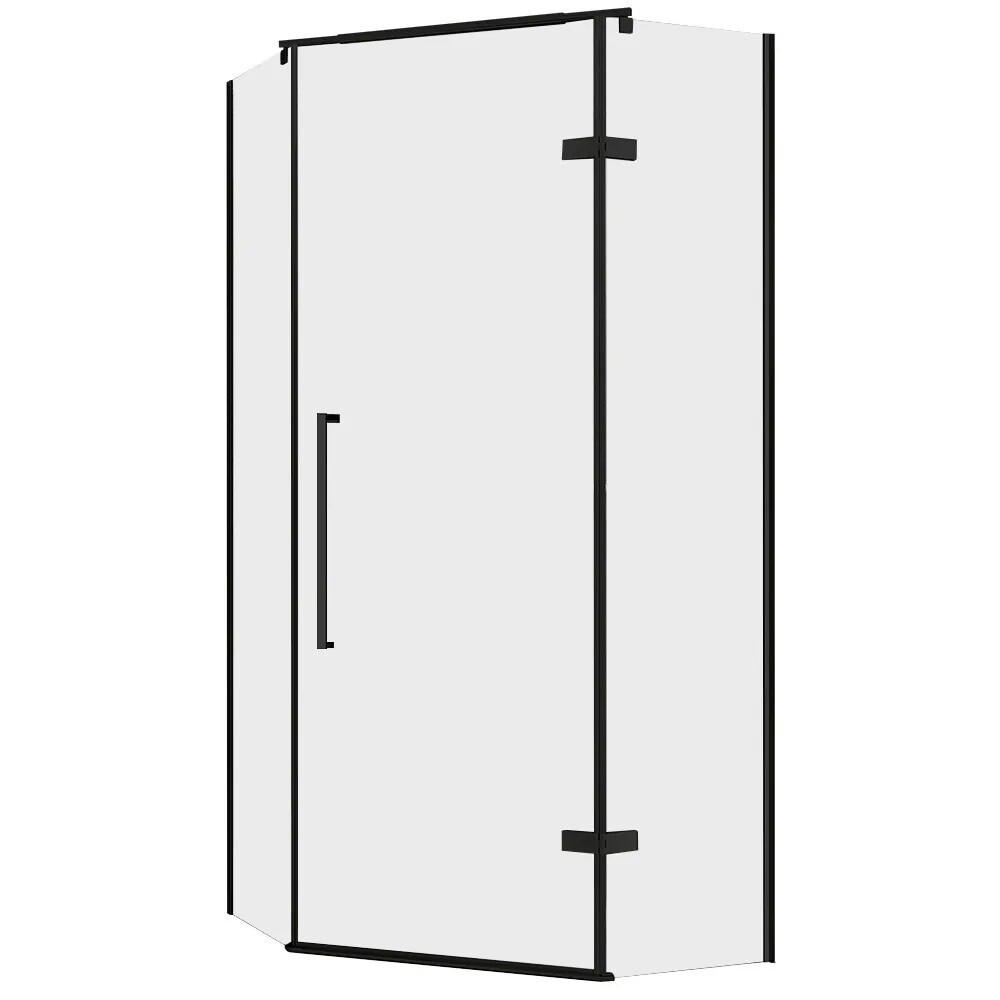 Изображение товара Душевой уголок пятиугольный Abber Ewiges Wasser 100х100 см черный стекло 6 мм