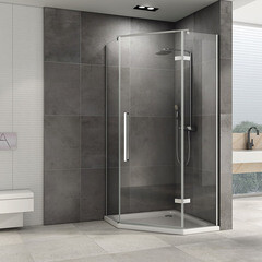 Душевой уголок Abber Ewiges Wasser хром 80х80х195 см пятиугольник стекло прозрачное 6 мм (AG05080) - фото 7