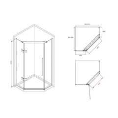 Душевой уголок Abber Ewiges Wasser хром 90х90х195 см пятиугольник стекло матовое 6 мм (AG05090M) - фото 4