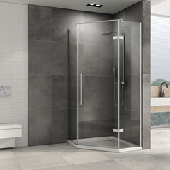 Душевой уголок Abber Ewiges Wasser хром 90х90х195 см пятиугольник стекло прозрачное 6 мм (AG05090) - фото 3