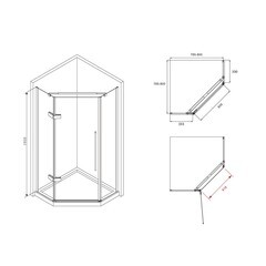 Душевой уголок Abber Ewiges Wasser хром 80х80х195 см пятиугольник стекло прозрачное 6 мм (AG05080) - фото 3