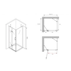 Душевой уголок Abber Zart хром 110х80х195 см прямоугольник стекло прозрачное 6 мм (AG08110-S81) - фото 2
