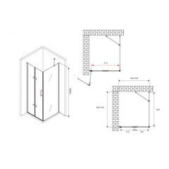 Душевой уголок Abber Zart хром 70х70х195 см квадрат стекло прозрачное 6 мм (AG08070P-S71) - фото 2