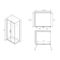 Душевой уголок Abber Sonnenstrand хром 100х75х195 см прямоугольник стекло прозрачное 6 мм (AG04100C-S75) - фото 2
