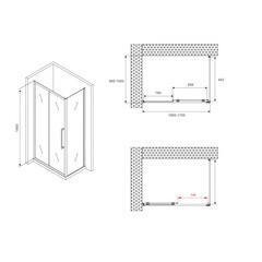 Душевой уголок Abber Schwarzer Diamant хром 170х100х195 см прямоугольник стекло прозрачное 6 мм (AG30170H-S100) - фото 3