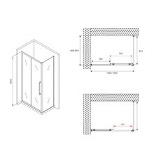 Душевой уголок Abber Schwarzer Diamant хром 150х90х195 см прямоугольник стекло матовое 6 мм (AG30150MH-S90M) - фото 3