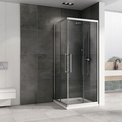Душевой уголок Abber Schwarzer Diamant хром 90х90х195 см квадрат стекло прозрачное 6 мм (AG02090H) - фото 5