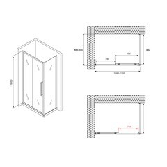 Душевой уголок Abber Schwarzer Diamant хром 170х50х195 см прямоугольник стекло матовое 6 мм (AG30170MH-S50M) - фото 2