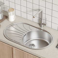 Мойка для кухни Iddis Suno d48х18 см врезная с крылом сталь (SUN77SDi77) - фото 4