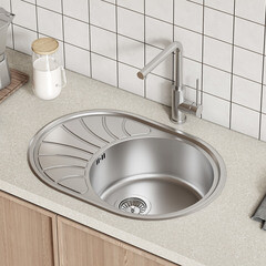 Мойка для кухни Iddis Suno d46х18 см врезная с крылом сталь (SUN65SDi77) - фото 2