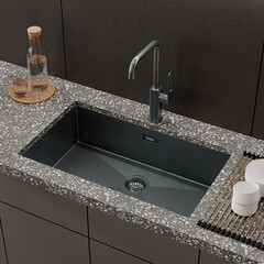 Мойка для кухни Iddis Edifice 74х44х20 см врезная с сифоном сталь графит (EDI74G0i77) - фото 5