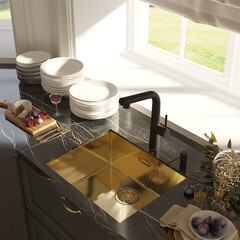 Мойка для кухни Iddis Edifice 54х44х20 см врезная с сифоном сталь золото (EDI54B0i77) - фото 2