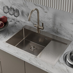 Мойка для кухни Iddis Haze 78х51х20 см врезная левая с крылом сталь сатин (HAZ78SLi77) - фото 5