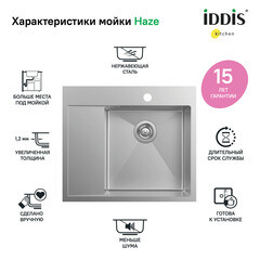 Мойка для кухни Iddis Haze 59х51х20 см врезная правая с крылом сталь сатин (HAZ59SRi77) - фото 7