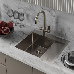 Мойка для кухни Iddis Haze 59х51х20 см врезная левая с крылом сталь сатин (HAZ59SLi77) - фото 3