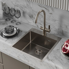 Мойка для кухни Iddis Haze 49х51х20 см врезная с сифоном сталь сатин (HAZ49S0i77) - фото 4