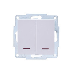 Выключатель Lezard Vesna двухклавишный встраиваемый белый с подсветкой (742-0288-112) - фото 1