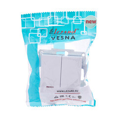 Выключатель Lezard Vesna двухклавишный встраиваемый белый с подсветкой (742-0288-112) - фото 3